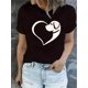 thumbnail image 1 of Chic Dog & Heart Print Women's T-Shirt - Casual Crew Neck, Short Sleeve, Stretchy Polyester Blend, Machine Washable - Perfect for Summer, Leisure Style, ALL/Global/All, 1 of 6