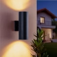 thumbnail image 2 of Modern Outdoor Porch Light Patio Light in 2 Lights with Aluminum Cylinder and Tempered Glass Cover Waterproof Wall Sconce 2 Pack (Matte Black), 2 of 6