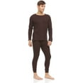 thumbnail image 2 of SOCKS'NBULK 3 Pack of 2pc Thermal Sets for Men, Base Layer Long Johns Underwear, Top & Bottom, Cotton, Solid Colors (X-Large, Brown), 2 of 5