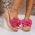 thumbnail image 6 of YangJinLian Slide Sandals for Women Bow-Knot Platform Wedge Sandals Summer Dressy Outdoor Beach Sandal Comfortable Open Toe Non-Slip Walking Slippers Hot Pink, 6 of 7