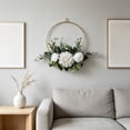 thumbnail image 6 of DefiDgd Metal Hanging Flower Wreath for Front Door,Vintage Layered Faux Rose Floral Wreaths Hoop for Outside Home Porch Wall Window Wedding Party Decoration(White), 6 of 6