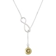 thumbnail image 1 of Delight Jewelry Goldtone Capital Letter - C - Pebble Disc - Silver tone Elegant Infinity Lariat Necklace, 1 of 4
