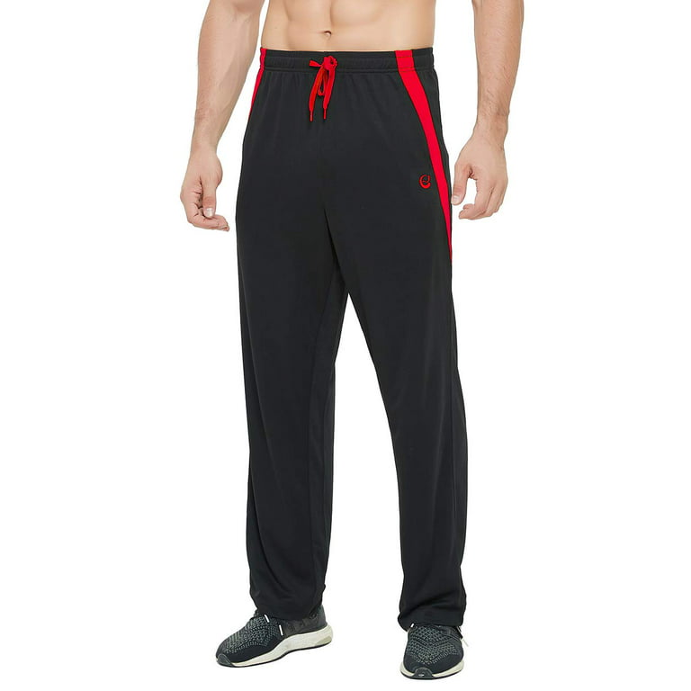 E-SURPA Men's Athletic Pant with Pockets Open Bottom Sweatpants for Men  Workout, Exercise, Running (0701-Black XL) 
