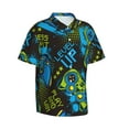 thumbnail image 2 of Uemuo Play Game Printed Regular Fit Short Sleeve Casual Hawaiian Shirt for Men,Aloha shirt,Tropical shirt,Floral print shirt,Vacation Beach shirt-Large, 2 of 9