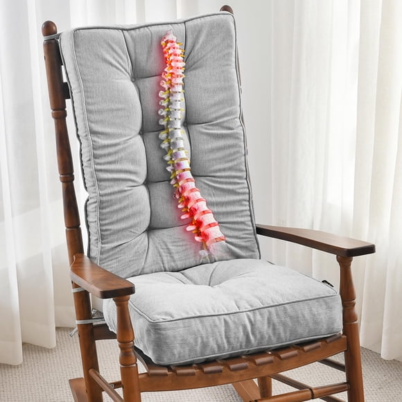 SUNROX Memory Foam Jumbo Rocking Chair Cushions, FadeShield Water Resistant Non Slip Durable Tufted Pads, Set of Seat & Back Cushion with Ties for Indoor/Outdoor Rocker,