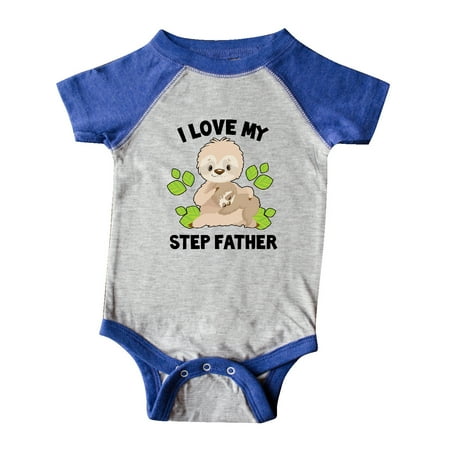 

Inktastic Cute Sloth I Love My Step Father with Green Leaves Gift Baby Boy or Baby Girl Bodysuit