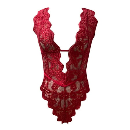 

Yubnlvae Lingerie Women Teddy Lace V Bodysuit Deep