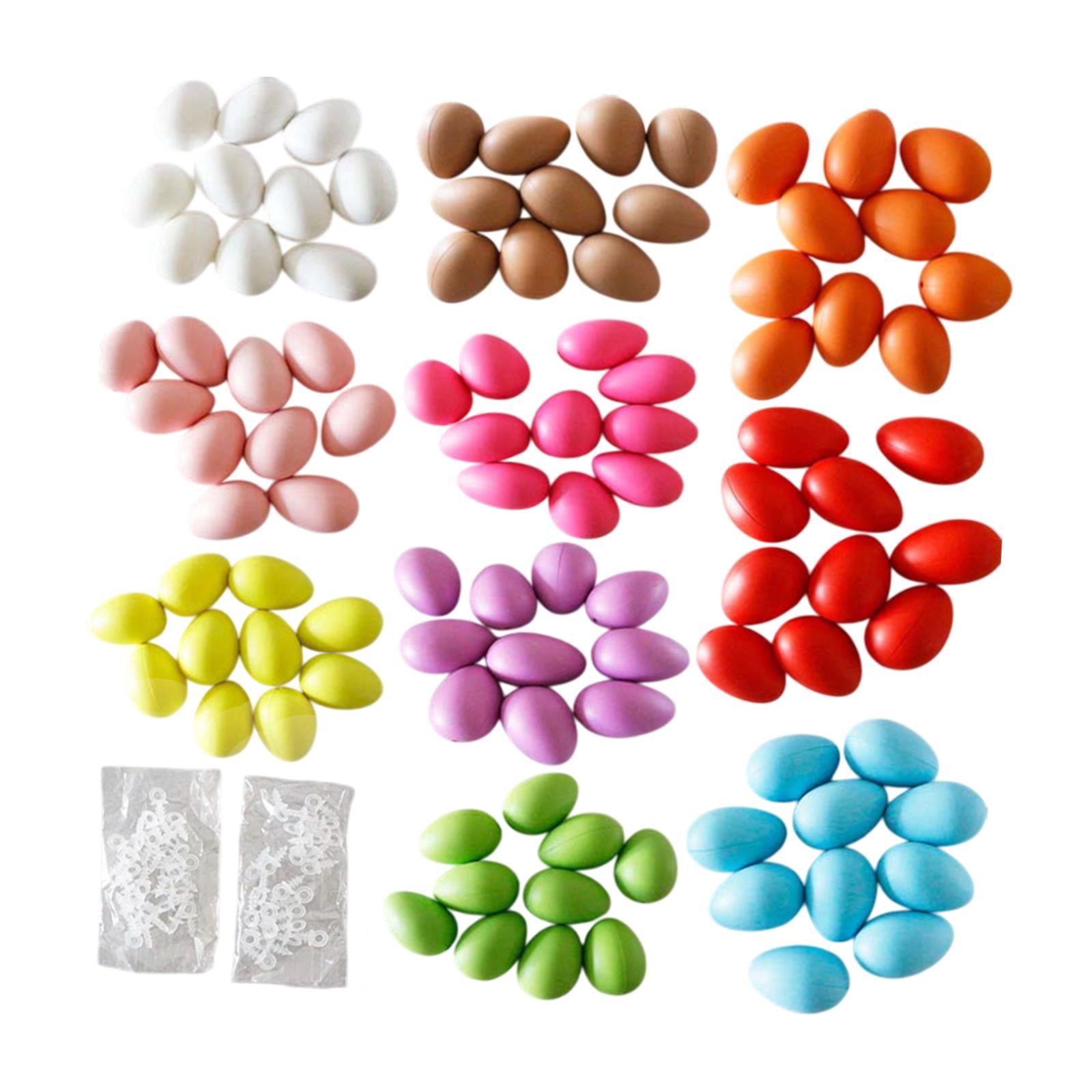balikha 100Pcs Easter Eggs with Hanging Rings Photo Props Multicolored Eggs Sturdy Easter Tree Ornaments Party Decorations for Indoor