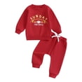 thumbnail image 3 of Toddler Baby Boy Girl Football Outfit CHIEFS SUNDAY Long Sleeve Sweatshirt Jogger Pants Set 2pcs Fall Winter Clothes Comfortable Classic Fit, 3 of 6