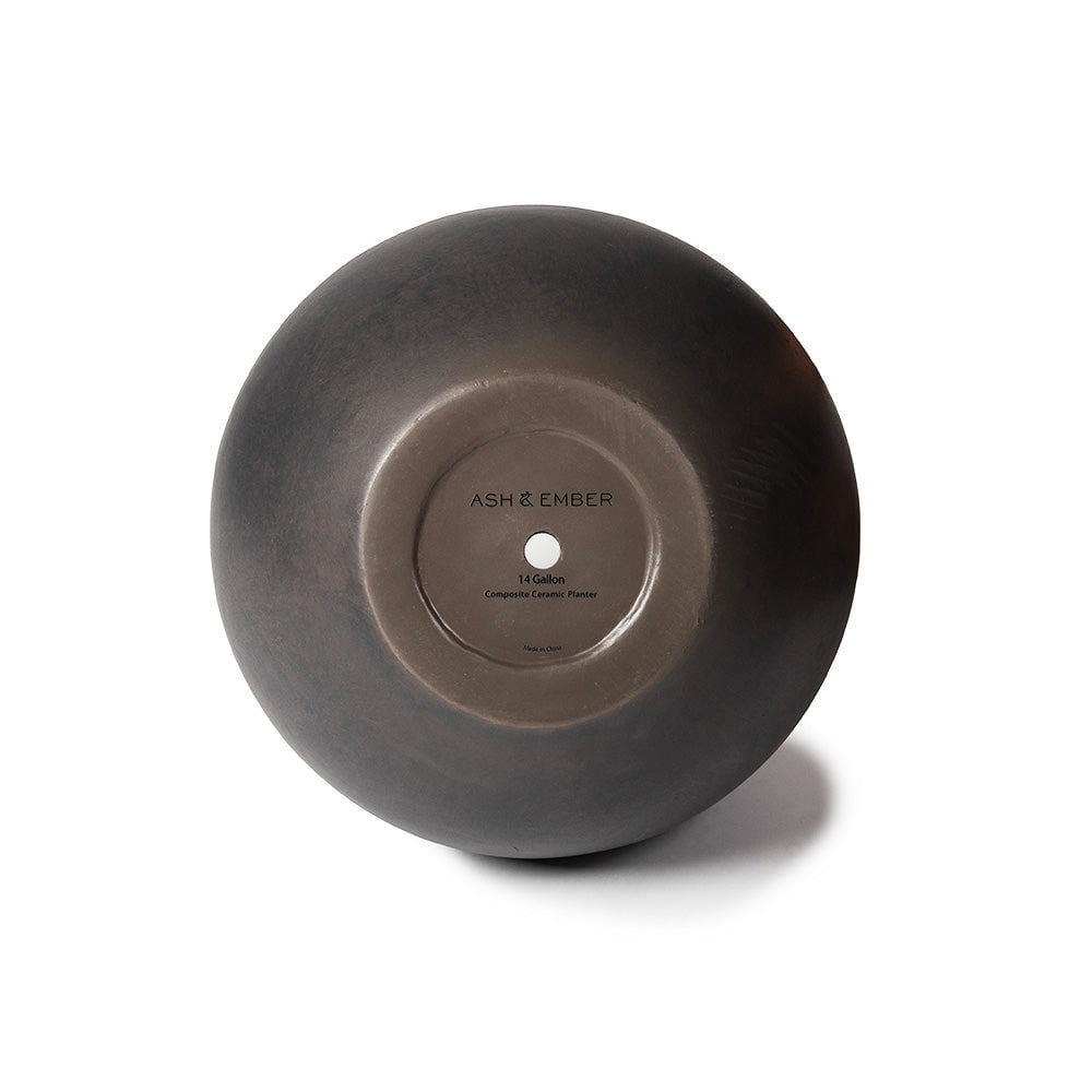 Ash & Ember 16" Round Sphere Charcoal Planter, 14 Gallon Lightweight Fiberstone Composite