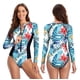 thumbnail image 2 of Traje de baño de una pieza sexy para mujer, traje de baño de manga larga con cremallera y estampado de aguas termales para surf y buceo para mujer, 2 of 6