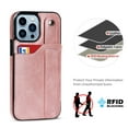 thumbnail image 5 of Dteck for Apple iPhone 12 Mini Slim Case, Shockproof Premium PU Leather Soft TPU Business Cover with Wrist Strap Kickstand Flip Stand Protection Case, rosegold, 5 of 6