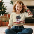 thumbnail image 3 of COEQINE Girls Crop Top for School Style, Long Sleeve Fall Winter Sweatshirt, Cute Party Casual Pullover with Loose Fit for Kids Age 5-6, Snowman Red Green Stripes, 3 of 7