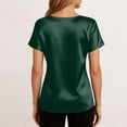 thumbnail image 7 of Satin Blouse for Women Business Casual Outfit Short Sleeve Tops Crewneck Tshirt Silk Shirt Summer Clothes, 2XL, 7 of 7
