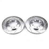 Power Stop Front Pair of Drilled and Slotted Brake Rotors JBR915XPR Fits 2000 Nissan Frontier