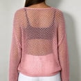 thumbnail image 4 of WULMLEO Crochet Tops for Women Summer Beach Swim Cover Ups Knit Beach Cover Up Short Sleeve Hollow Out Shirts Pink M, 4 of 5