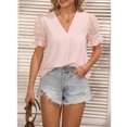 thumbnail image 3 of Blusas Con Cuello En V, Blusas De Gasa, Ligeras, Informales, Elegantes, Suaves Y Sedosas Para Fiestas ANGGREK Rosa XL, 3 of 6