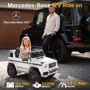 TOKTOO 12V Electric Car for Toddler, Mercedes-Benz G63 Licensed Kids Ride on Toys, Toddlers Ride on Car with Parental Remote Control & LED Lights & Music, Kids Car Power Ride on, White