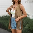 thumbnail image 6 of TAIAOJING Womens Tassel Sleeveless Vest 70s Hippie Faux Suede Fringe Jacket Cardigan Coats Costume, 6 of 6