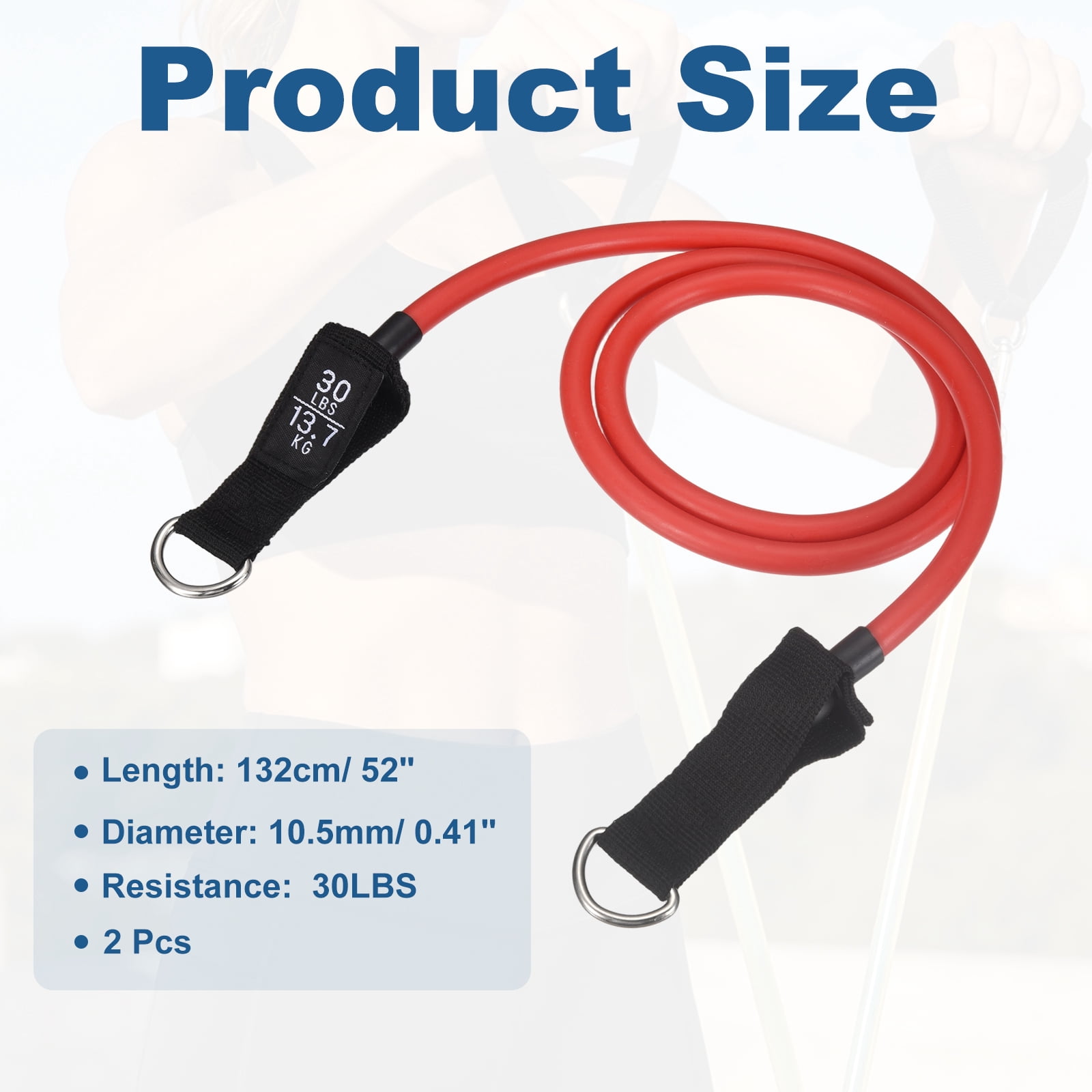 Resistance Tube Band, Exercise Bands with Handles Stretch 30Lbs & 2 PCS & Latex & Red, Fitting for (Men/Women/Fitness/Strength Training/Gym Equipment/Work Out/Outdoor/Indoor)
