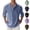 Blue, variant on HAJWOH Men's Cotton Linen Henley Shirt Long Sleeve Hippie Tops Casual Beach Blouse Summer Loose Band Collar Basic Tees