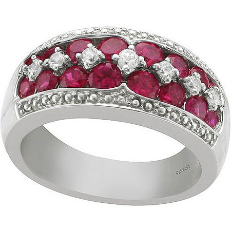 1.79 T.G.W. Created Ruby and White Sapphire Sterling Silver Ring