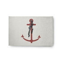 Simply Daisy 2' x 3' Anchor and Rope Nautical Chenille Rug, Ligonberry Red