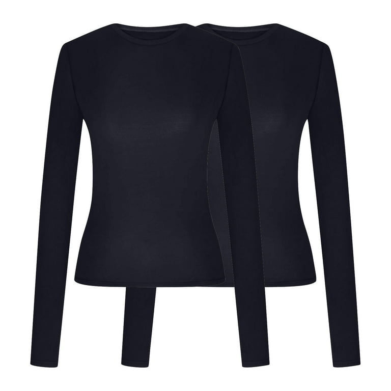 Oplxuo 2 Pack Womens Long Sleeve Shirt Fall Crewneck Crop Oplxuo 2 Pack Womens Long Sleeve Shirt Fall Crewneck Crop