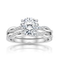 thumbnail image 2 of vylahjewellery Classic Round Cut Moissanite Diamond Engagement Ring for Her 10K Vermeil Yellow Gold Anniversary Ring Twisted Pave Band Bridal Ring Set, 2 of 8
