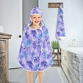 thumbnail image 4 of Toddler Hooded Beach Towel 24x50 Kids Bath Towels Soft Quick Dry for Swim Pool Boys Girls Watercolor Blue Purple Palm Leaves, 4 of 7