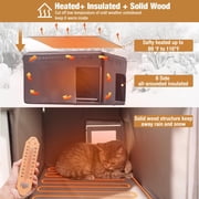 MEDEHOO Heated Cat House for Outside Cats Winter, 100% Waterproof Insulated Outdoor Cat Shelter with Heater & Insulated Liner
