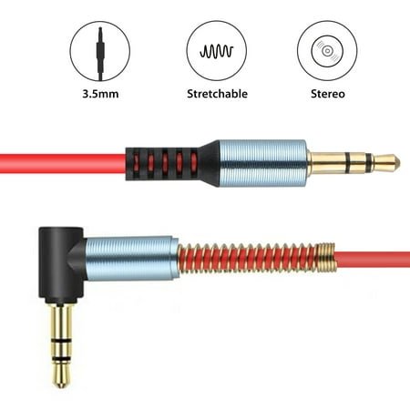 EEEKit 3.5mm Male to Male Aux Cable, Durable Soft TPE L-Shaped Right Angle Cord Car Audio Headphone