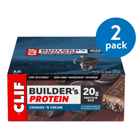 Diet Bar Cookie - (2 Pack) Clif Builder's Protein Bar, Cookies 'N Cream, 20g Protein, 12 Ct