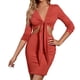 thumbnail image 1 of Gibobby Vestidos de suéter anchos Casual y sexy para mujer de color sólido de manga larga de punto con cuello en V vestido otoño invierno nuevo(Rojo,CH), 1 of 4