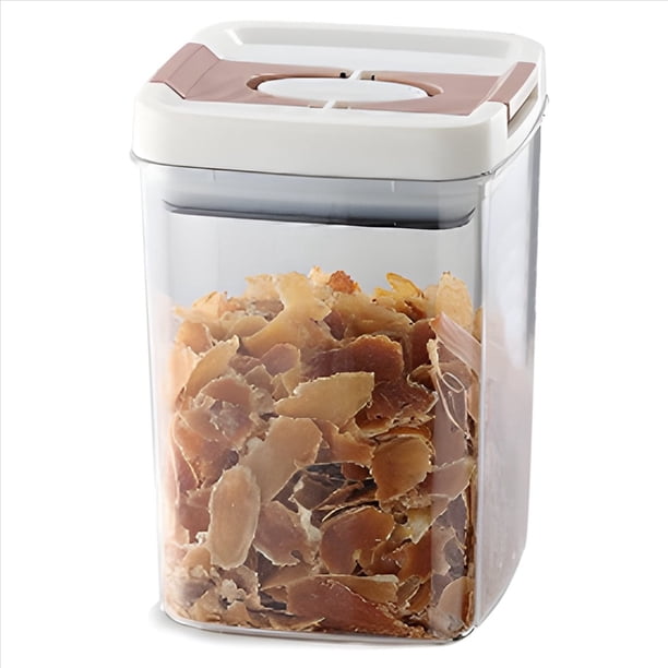 Frasco de Plástico Sellado con Tapa, Transparente, Cuadrado, Sellado, con Tapa de Extracción Rápida, para Almacenar Alimentos en la Cocina, Tamaño M