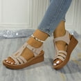 thumbnail image 6 of LOVZFMLL Wedge Sandals for Women Open Toe Ankle Strap Comfort Walking Sandals for Summer Casual Outdoor Beach Vacation Gray 6.5, 6 of 6