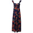 thumbnail image 1 of FashionOutfit Women's Crepe Rose Printed Smocking Long Dress with Ruffled Flutter Straps, 1 of 1