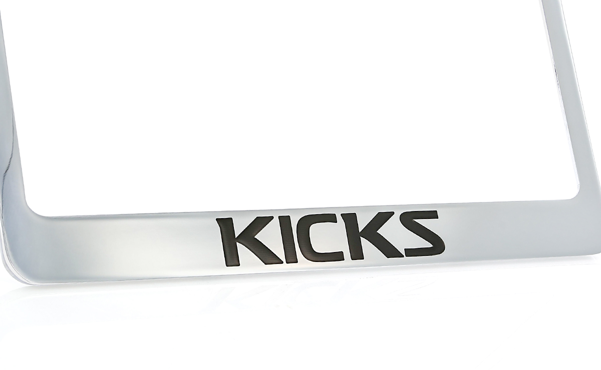 Nissan kicks chrome plated metal license plate frame holder
