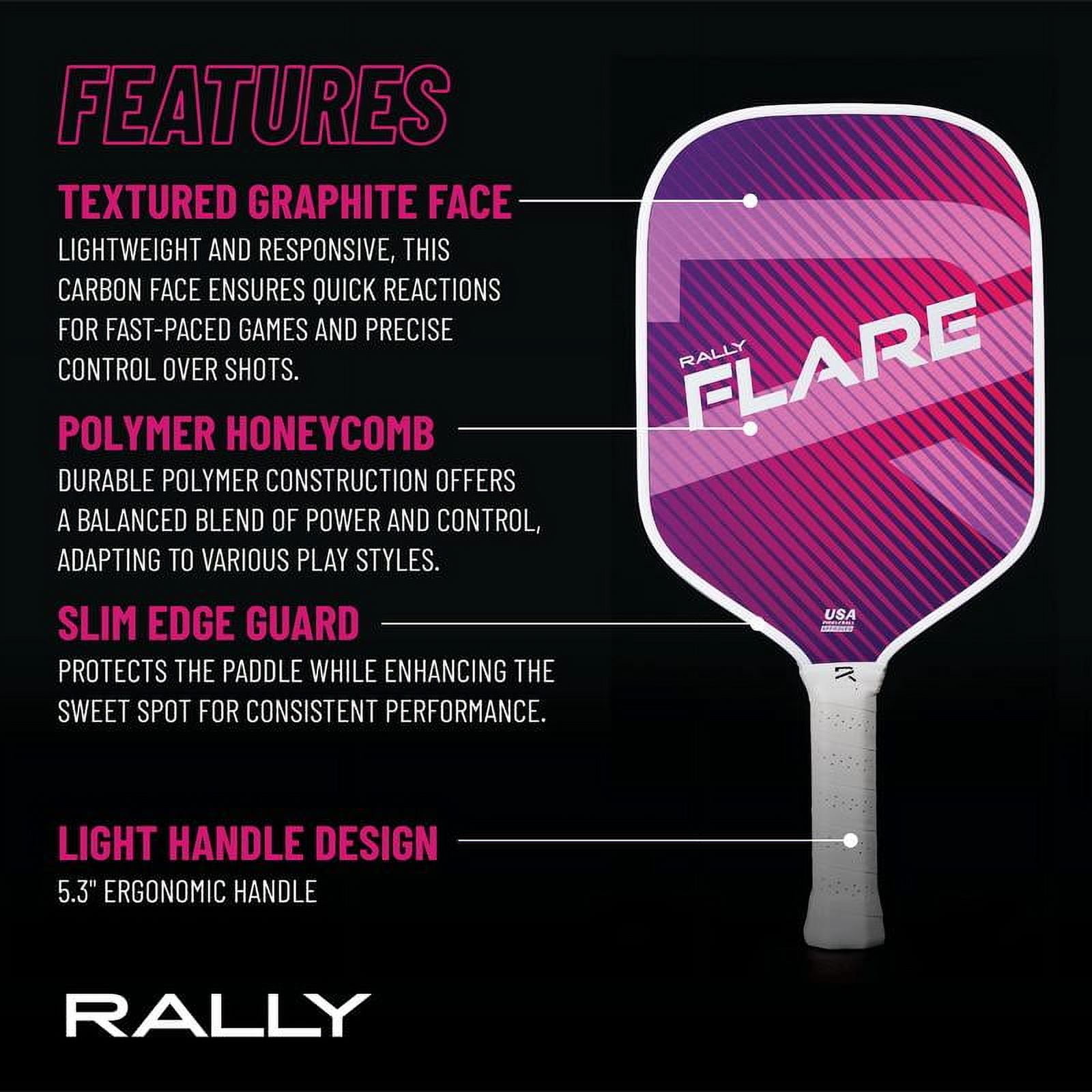 Rally Flare Graphite Pickleball Paddle – 2025 & Original Versions | Lightweight Design, Durable Polymer Core, Carbon or Graphite Face, USAPA Approved (Purple)
