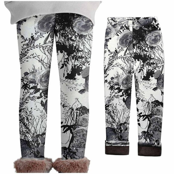 uublik Toddler Girls Leggings Black Winter Fleece Lined Leggings Kids Warm Thick Thermal Pants, Size 2T-11