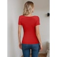 thumbnail image 3 of Weardear Womens Fashion Sping And Summer Clothes One Piece Cutout Tops Short Sleeve Shirts Ribbed Slim Fitted Tee Tshirts, 3 of 7