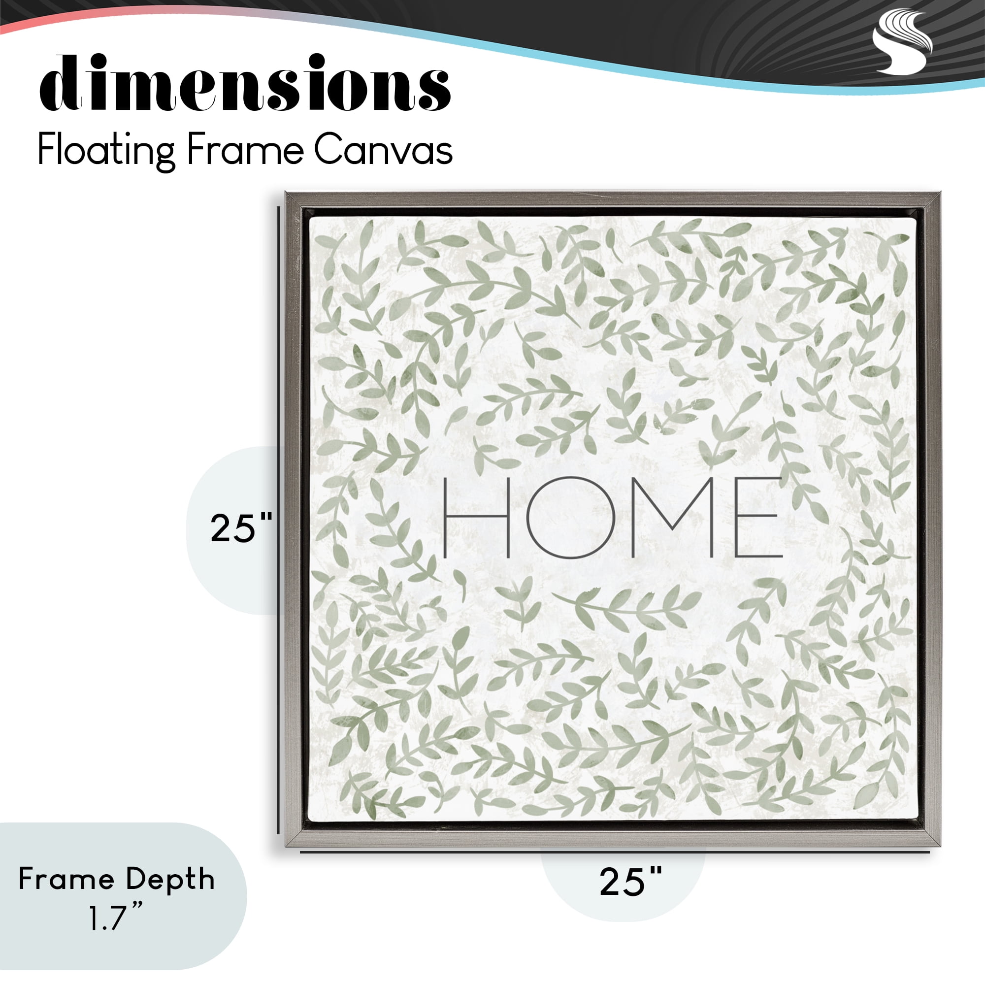 Stupell Industries Curved Ivy Sprigs Greenery Gray Framed Floater Canvas Wall Art, design by SD Graphics Studio