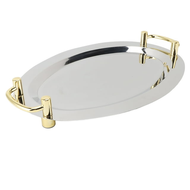 Platón de Acero inoxidable, Elegante Platón de Espejo con asa de transporte, Bandeja de metal resistente y Segura para Buffet de Hotel, Fiesta,