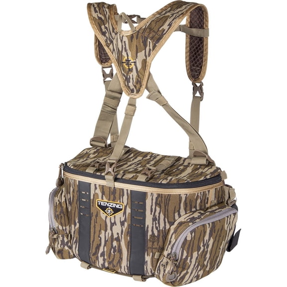 TENZING Unisex Adult Hangtime Lumbar Pack, Mossy Oak Bottomland | Adjustable Durable H2O Compatible Hunting Pack with 5 Compartments, 5 Pockets & Webbing Straps for Extra Hunting Gear Milti