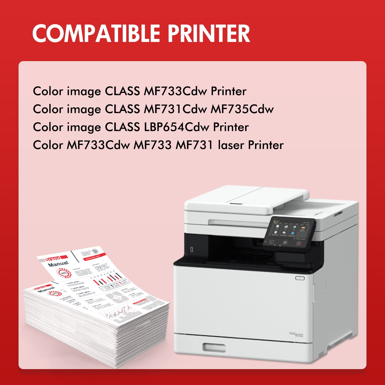 046 046H MF733Cdw Toner Cartridge 046H 046 CRG-046 Color ImageCLASS MF733Cdw MF731Cdw MF735Cdw LBP654Cdw MF733 Printer Ink (Black Cyan Yellow Magenta 4-Pack)