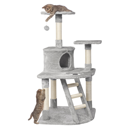Easyfashion 48  Cat Tree with Condo and Scratching Post Tower  Gray