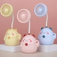 thumbnail image 3 of Personal Fan Silent Cool Rechargeable Cartoon Fortune Cat USB Charging Desktop Fan Makeup Brush Container for Dormitory, 3 of 10