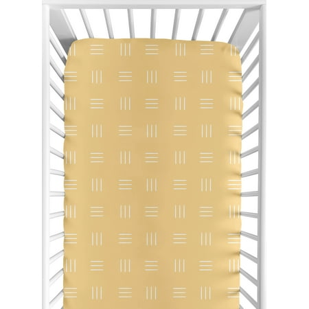 UPC: 0846480096719 | Boho Mudcloth Hatch Mustard and White Fitted Crib Sheet Boy or Girl by Sweet Jojo Designs