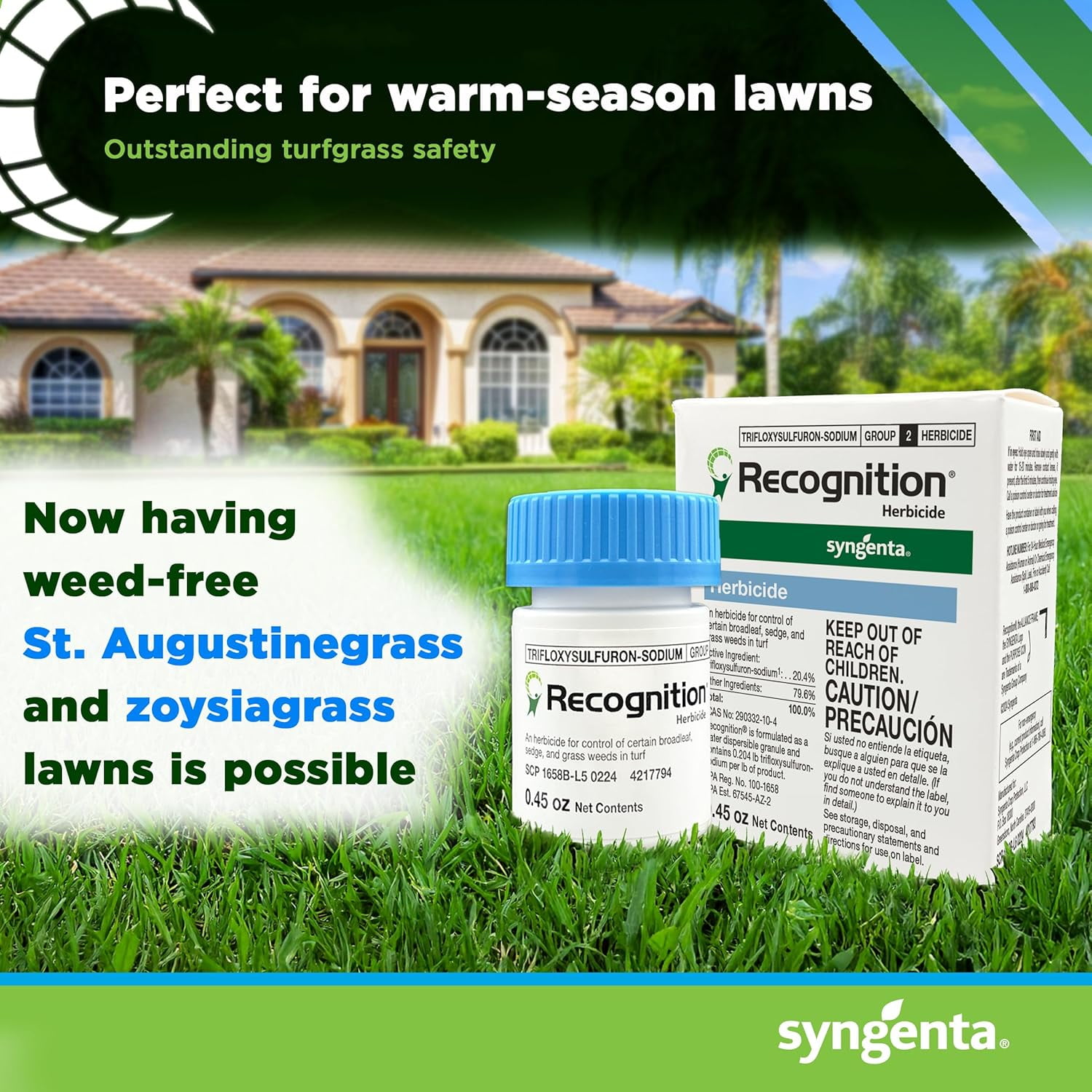 Recognition Herbicide. (0.45 oz) Water Dispersible Granule Weed Killer - Post Emergent Weed Control for lawns, Weed Stop for lawns