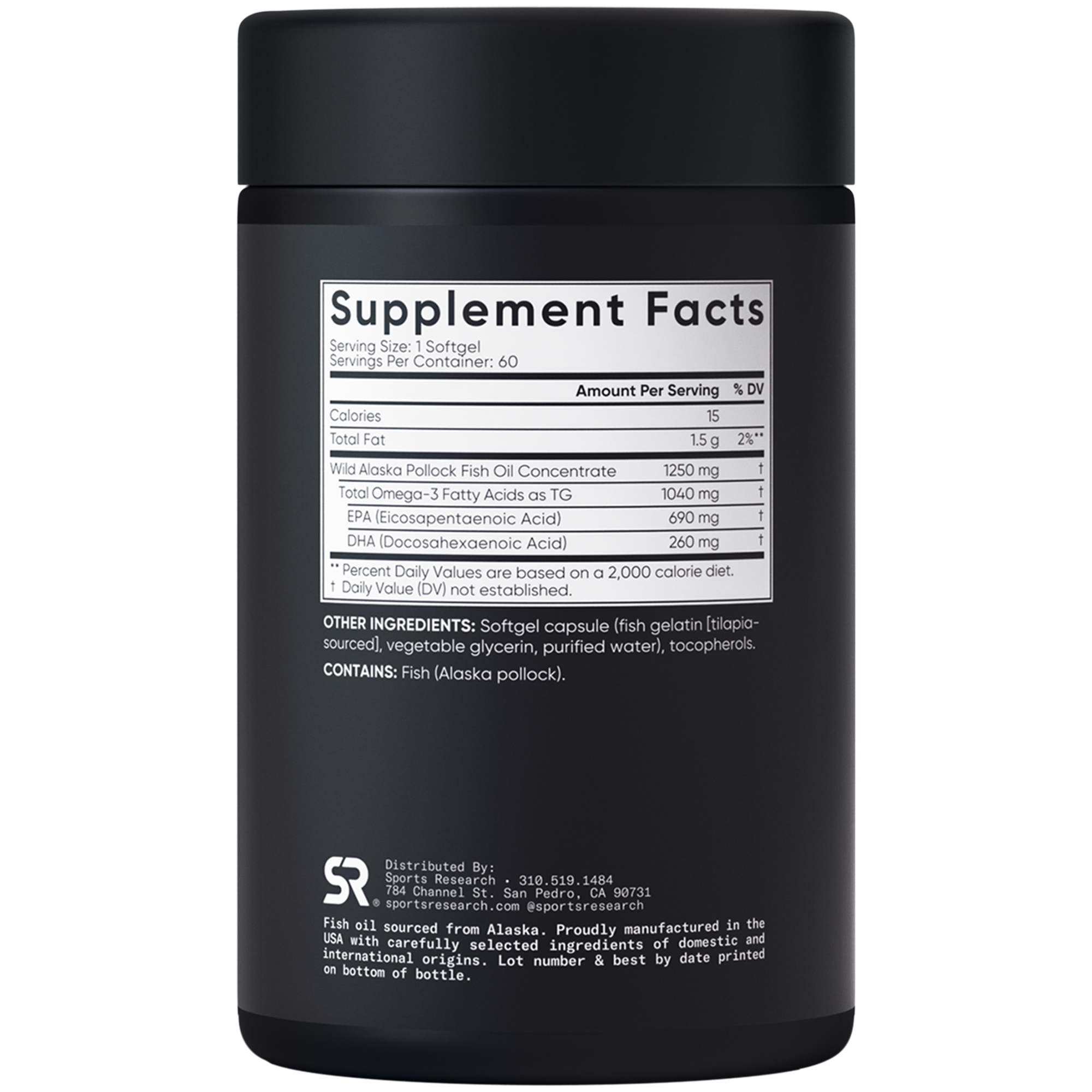 Sports Research Omega 3 Fish Oil, Triple Strength 1250mg, 60 Softgels photo 2